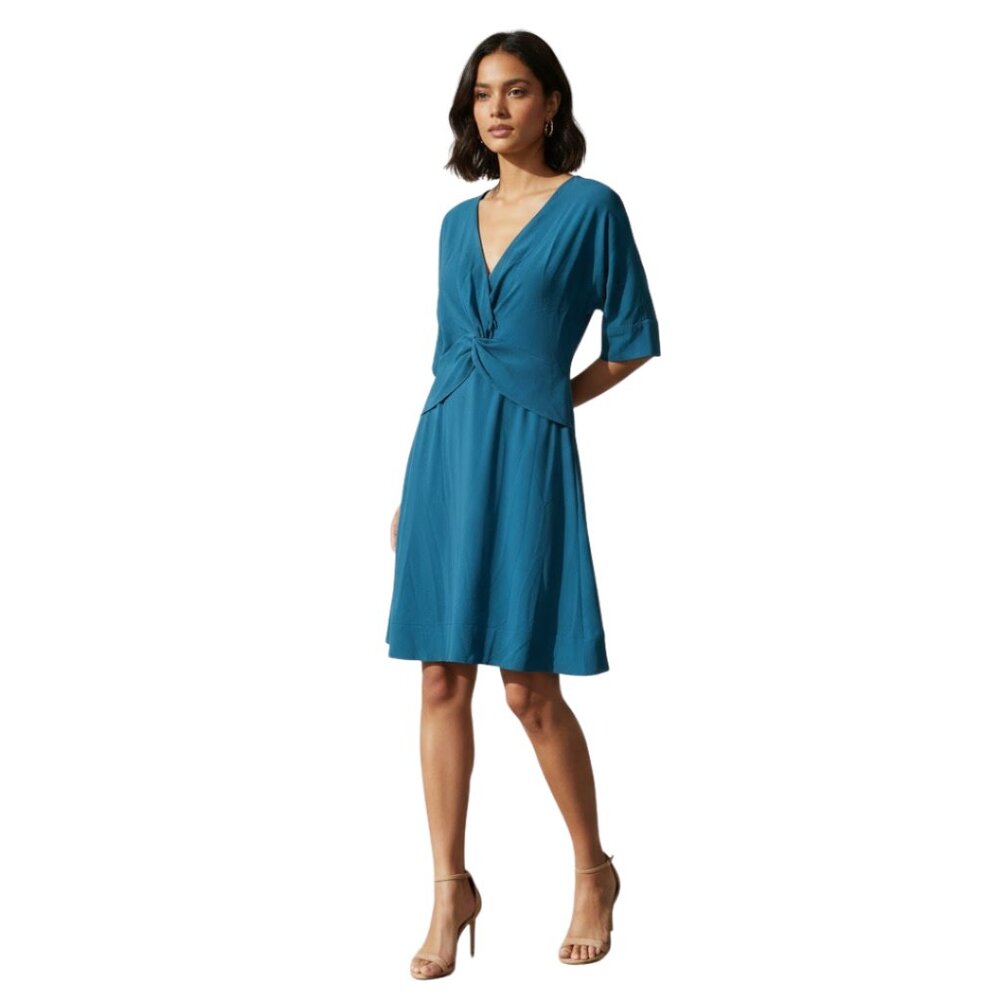 Trina Turk Women’s Teal‎ Knot-Front Short Sleeve Dress Chic Sample – Size 6